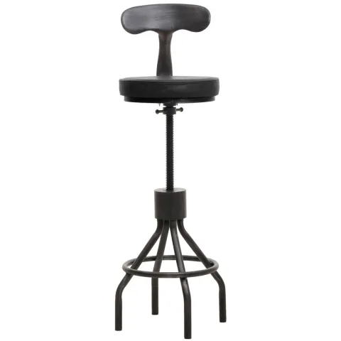 PROREGAL 2er-Set Barhocker mit Lehne Sitzhöhe 58-82cm höhenverstellbar drehbar Fußablage Industrial Stahl Kunstleder Schwarz Barstuhl