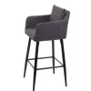 PROREGAL 2er-Set Barhocker mit Lehne Sitzhöhe 74cm Fußablage Metall Stoff/Textil Dunkelgrau Barstuhl Tresenhocker