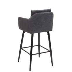 PROREGAL 2er-Set Barhocker mit Lehne Sitzhöhe 74cm Fußablage Metall Stoff/Textil Dunkelgrau Barstuhl Tresenhocker