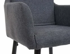 PROREGAL 2er-Set Barhocker mit Lehne Sitzhöhe 74cm Fußablage Metall Stoff/Textil Dunkelgrau Barstuhl Tresenhocker