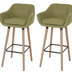 PROREGAL 2er-Set Barhocker Oslo mit Lehne Sitzhöhe 79cm Textil Hellgrün Barstuhl Tresenhocker