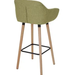 PROREGAL 2er-Set Barhocker Oslo mit Lehne Sitzhöhe 79cm Textil Hellgrün Barstuhl Tresenhocker