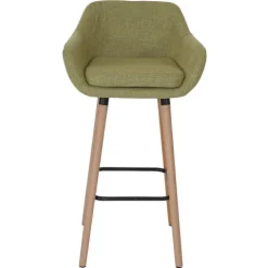PROREGAL 2er-Set Barhocker Oslo mit Lehne Sitzhöhe 79cm Textil Hellgrün Barstuhl Tresenhocker