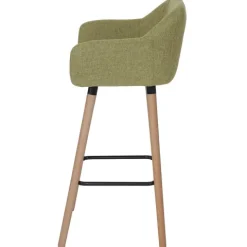 PROREGAL 2er-Set Barhocker Oslo mit Lehne Sitzhöhe 79cm Textil Hellgrün Barstuhl Tresenhocker