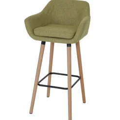 PROREGAL 2er-Set Barhocker Oslo mit Lehne Sitzhöhe 79cm Textil Hellgrün Barstuhl Tresenhocker