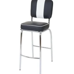 PROREGAL 2er-Set Barhocker Diner Sitzhöhe 70cm Retro 50er Jahre Design Kunstleder Schwarz-Weiß Barstuhl Tresenhocker