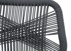 PROREGAL 2er-Set Rope-Barhocker, HxBxT 101x45x50 cm, Sitzhöhe 76cm, Anthrazit, Kissen Dunkelgrau, Outdoor Sitzpolster Seilgeflecht Metall Holz-Optik