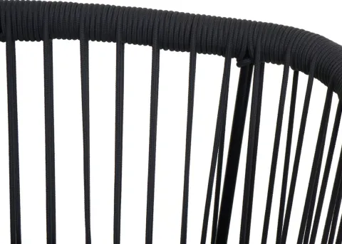 PROREGAL 2er-Set Rope-Barhocker, HxBxT 92x51x53 cm, Sitzhöhe 76cm, Anthrazit, Kissen Hellgrau, Outdoor Sitzpolster Seilgeflecht Metall Holz-Optik