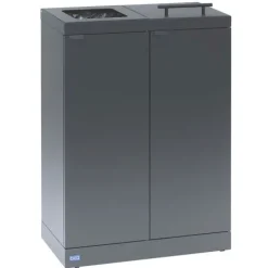 PROREGAL Funktionaler Wertstoffsammler Mit Rollen & Klappdeckel 2 x 45 Liter HxBxT 71 x 53 x 26,5 cm Stahl Anthrazit