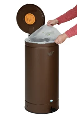 PROREGAL Großvolumiger Abfallsammler Mit Fußpedal 66 Liter HxBxT 80 x 43 x 43 cm Verzinkter Stahl Braun