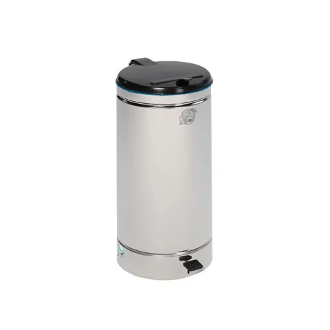 PROREGAL Großvolumiger Tretabfallsammler Mit Euro Pedal Für 60 70 Liter Säcke HxBxT 70 x 45 x 45 cm Edelstahl Silber