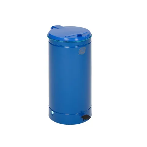 PROREGAL Großvolumiger Tretabfallsammler Mit Euro Pedal Für 60 70 Liter Säcke HxBxT 70 x 45 x 45 cm Verzinkter Stahl Blau