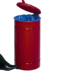 PROREGAL Großvolumiger Tretabfallsammler Mit Euro Pedal Für 60 70 Liter Säcke HxBxT 70 x 45 x 45 cm Verzinkter Stahl Rot