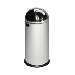 PROREGAL Klassischer Abfallsammler Mit Einwurfklappe Inneneinsatz 52 Liter HxBxT 88 x 46,5 x 46,5 cm Edelstahl Silber