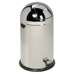 PROREGAL Klassischer Abfallsammler Mit Einwurfklappe Inneneinsatz Fußpedal 40 Liter HxBxT 73 x 46,5 x 46,5 cm Edelstahl Silber