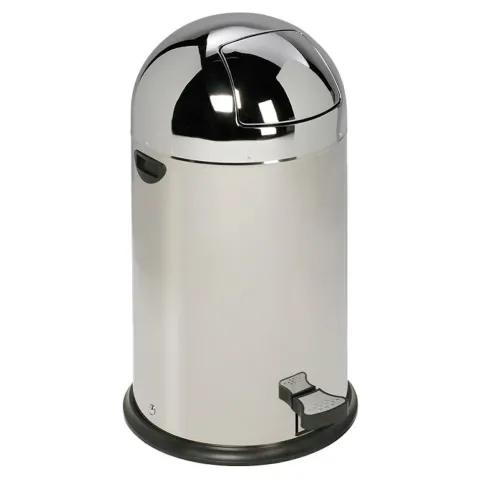 PROREGAL Klassischer Abfallsammler Mit Einwurfklappe Inneneinsatz Fußpedal 40 Liter HxBxT 73 x 46,5 x 46,5 cm Edelstahl Silber