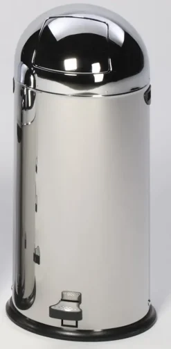 PROREGAL Klassischer Abfallsammler Mit Einwurfklappe Inneneinsatz Fußpedal 52 Liter HxBxT 88 x 46,5 x 46,5 cm Edelstahl Silber