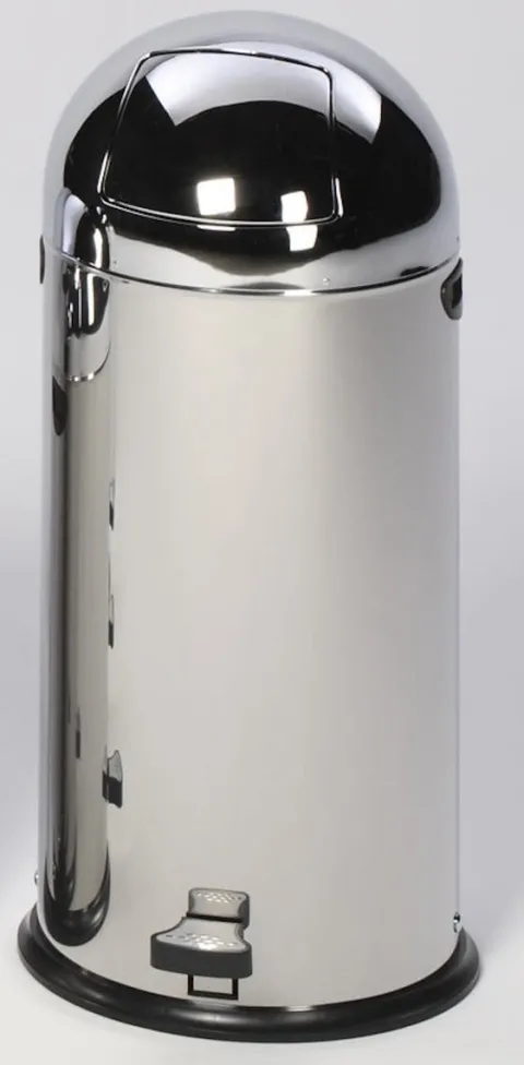 PROREGAL Klassischer Abfallsammler Mit Einwurfklappe Inneneinsatz Fußpedal 52 Liter HxBxT 88 x 46,5 x 46,5 cm Edelstahl Silber
