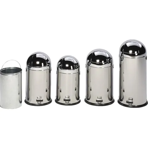 PROREGAL Klassischer Abfallsammler Mit Einwurfklappe Inneneinsatz Fußpedal 52 Liter HxBxT 88 x 46,5 x 46,5 cm Edelstahl Silber