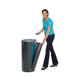 PROREGAL Kompakter Abfallsammler Gelocht Mit Deckel Klapptür 35 cm Einfüllöffnung HxBxT 85 x 44 x 44 cm Stahl Grau