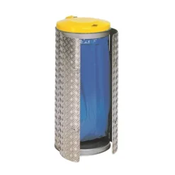PROREGAL Kompakter Abfallsammler Mit Türe 120 Liter HxBxT 99 x 43,5 x 43,5 cm Edelstahl Alu Duett Blech Deckel gelb