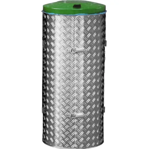 PROREGAL Kompakter Abfallsammler Mit Türe 120 Liter HxBxT 99 x 43,5 x 43,5 cm Edelstahl Alu Duett Blech Deckel grün