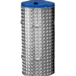 PROREGAL Kompakter Abfallsammler Mit Türe 120 Liter HxBxT 99 x 43,5 x 43,5 cm Edelstahl Alu Duett Blech Deckel blau