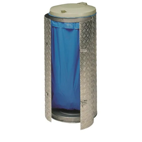 PROREGAL Kompakter Abfallsammler Mit Türe 120 Liter HxBxT 99 x 43,5 x 43,5 cm Edelstahl Alu Duett Blech Deckel grau