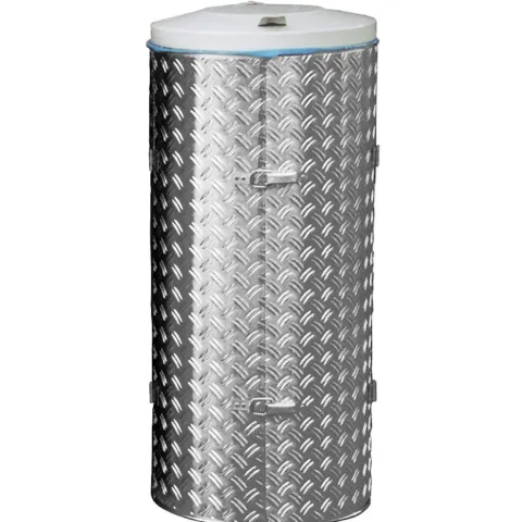 PROREGAL Kompakter Abfallsammler Mit Türe 120 Liter HxBxT 99 x 43,5 x 43,5 cm Edelstahl Alu Duett Blech Deckel grau