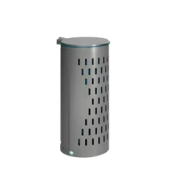 PROREGAL Kompakter Abfallsammler Gelocht Mit Deckel Klapptür 35 cm Einfüllöffnung HxBxT 85 x 44 x 44 cm Stahl Silber