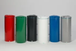 PROREGAL Robuster Abfallsammler Mit Deckel Doppeltür 150 Liter HxBxT 98 x 50 x 50 cm Stahl Weiß