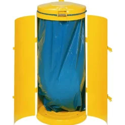 PROREGAL Robuster Abfallsammler Mit Deckel Doppeltür 150 Liter HxBxT 98 x 50 x 50 cm Stahl Gelb