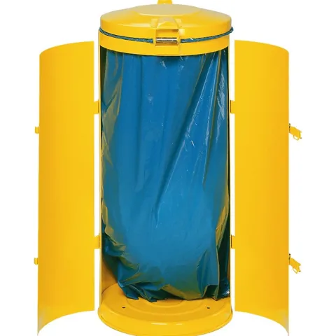 PROREGAL Robuster Abfallsammler Mit Deckel Doppeltür 150 Liter HxBxT 98 x 50 x 50 cm Stahl Gelb