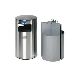 PROREGAL Robuster Modularer Wertstoffsammler Mit 3 Öffnungen 20 Liter HxBxT 75 x 42,5 x 42,5 cm Edelstahl Grau