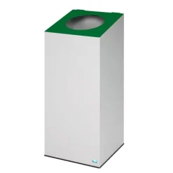 PROREGAL Robuster Modularer Wertstoffsammler Mit Runder Einwurföffnung 100 Liter HxBxT 89 x 38 x 38 cm Verzinkter Stahl Lichtgrau Smaragdgrün