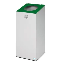 PROREGAL Robuster Modularer Wertstoffsammler Mit Runder Einwurföffnung 100 Liter HxBxT 89 x 38 x 38 cm Verzinkter Stahl Lichtgrau Smaragdgrün