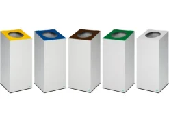 PROREGAL Robuster Modularer Wertstoffsammler Mit Runder Einwurföffnung 100 Liter HxBxT 89 x 38 x 38 cm Verzinkter Stahl Lichtgrau Smaragdgrün