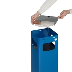 PROREGAL Robuster Modularer Wertstoffsammler Mit Edelstahldeckel 22 Liter HxBxT 68 x 25 x 25 cm Verzinkter Stahl Blau