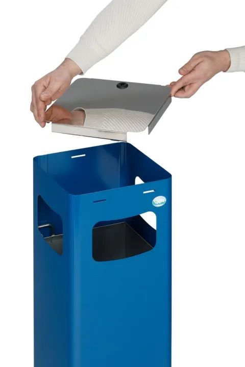 PROREGAL Robuster Modularer Wertstoffsammler Mit Edelstahldeckel 22 Liter HxBxT 68 x 25 x 25 cm Verzinkter Stahl Blau