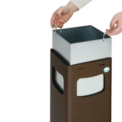 PROREGAL Robuster Modularer Wertstoffsammler Mit Edelstahldeckel 22 Liter HxBxT 68 x 25 x 25 cm Verzinkter Stahl Braun