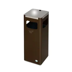 PROREGAL Robuster Modularer Wertstoffsammler Mit Edelstahldeckel 22 Liter HxBxT 68 x 25 x 25 cm Verzinkter Stahl Braun
