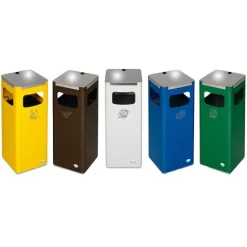 PROREGAL Robuster Modularer Wertstoffsammler Mit Edelstahldeckel 22 Liter HxBxT 68 x 25 x 25 cm Verzinkter Stahl Braun