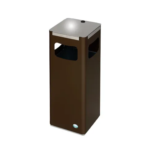 PROREGAL Robuster Modularer Wertstoffsammler Mit Edelstahldeckel 22 Liter HxBxT 68 x 25 x 25 cm Verzinkter Stahl Braun