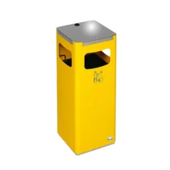 PROREGAL Robuster Modularer Wertstoffsammler Mit Edelstahldeckel 22 Liter HxBxT 68 x 25 x 25 cm Verzinkter Stahl Gelb