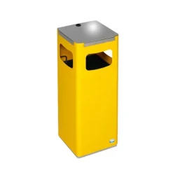 PROREGAL Robuster Modularer Wertstoffsammler Mit Edelstahldeckel 22 Liter HxBxT 68 x 25 x 25 cm Verzinkter Stahl Gelb