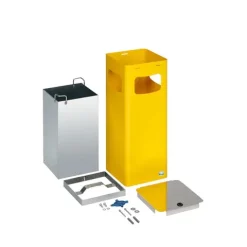 PROREGAL Robuster Modularer Wertstoffsammler Mit Edelstahldeckel 22 Liter HxBxT 68 x 25 x 25 cm Verzinkter Stahl Gelb