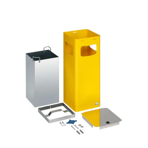 PROREGAL Robuster Modularer Wertstoffsammler Mit Edelstahldeckel 22 Liter HxBxT 68 x 25 x 25 cm Verzinkter Stahl Gelb