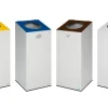 PROREGAL Robuster Modularer Wertstoffsammler Mit Runder Einwurföffnung 100 Liter HxBxT 89 x 38 x 38 cm Verzinkter Stahl Lichtgrau Braun
