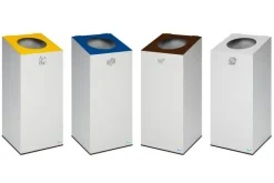 PROREGAL Robuster Modularer Wertstoffsammler Mit Runder Einwurföffnung 100 Liter HxBxT 89 x 38 x 38 cm Verzinkter Stahl Lichtgrau Braun