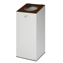 PROREGAL Robuster Modularer Wertstoffsammler Mit Runder Einwurföffnung 100 Liter HxBxT 89 x 38 x 38 cm Verzinkter Stahl Lichtgrau Braun